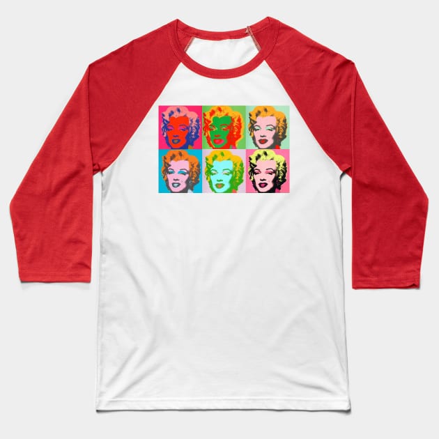 Marilyn Pop Art Baseball T-Shirt by Scar